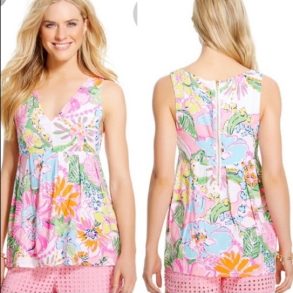 LILLY PULITZER Top Limited Edition “Nosy Posie”‎ Sleeveless Size Small
